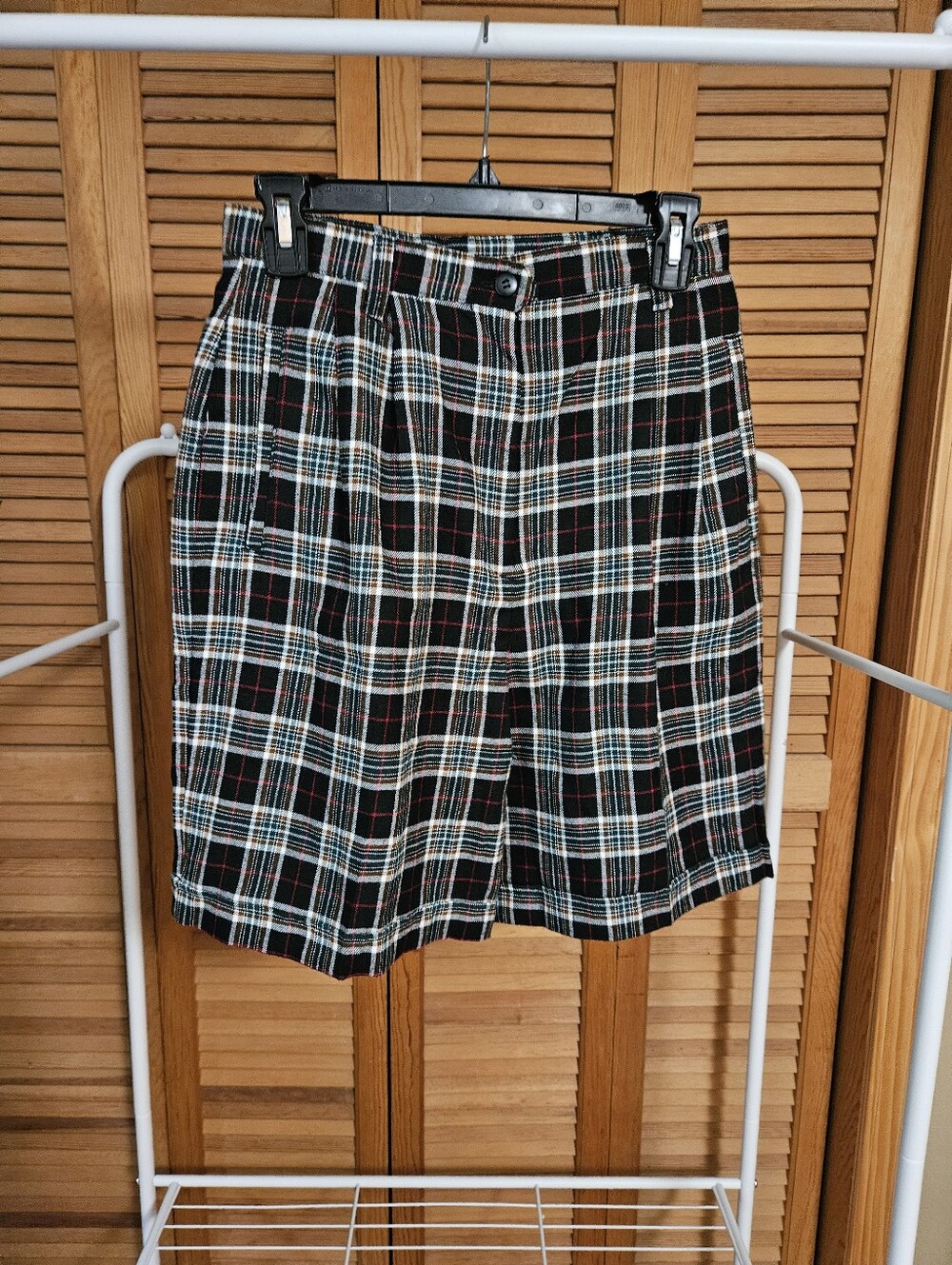 Vintage 90s Fisherman Eclectic Grandpa Fall Preppy Plaid Pleated Bermudas